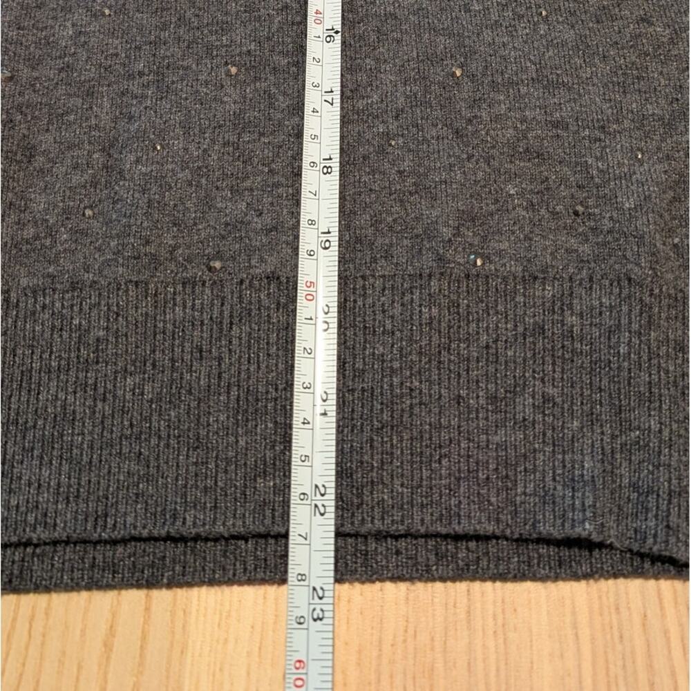 Sandro Osy Rhinestone Quarter Zip Sweater Womens Gray Wool/Cashmere Size 1 - Picture 7 of 10